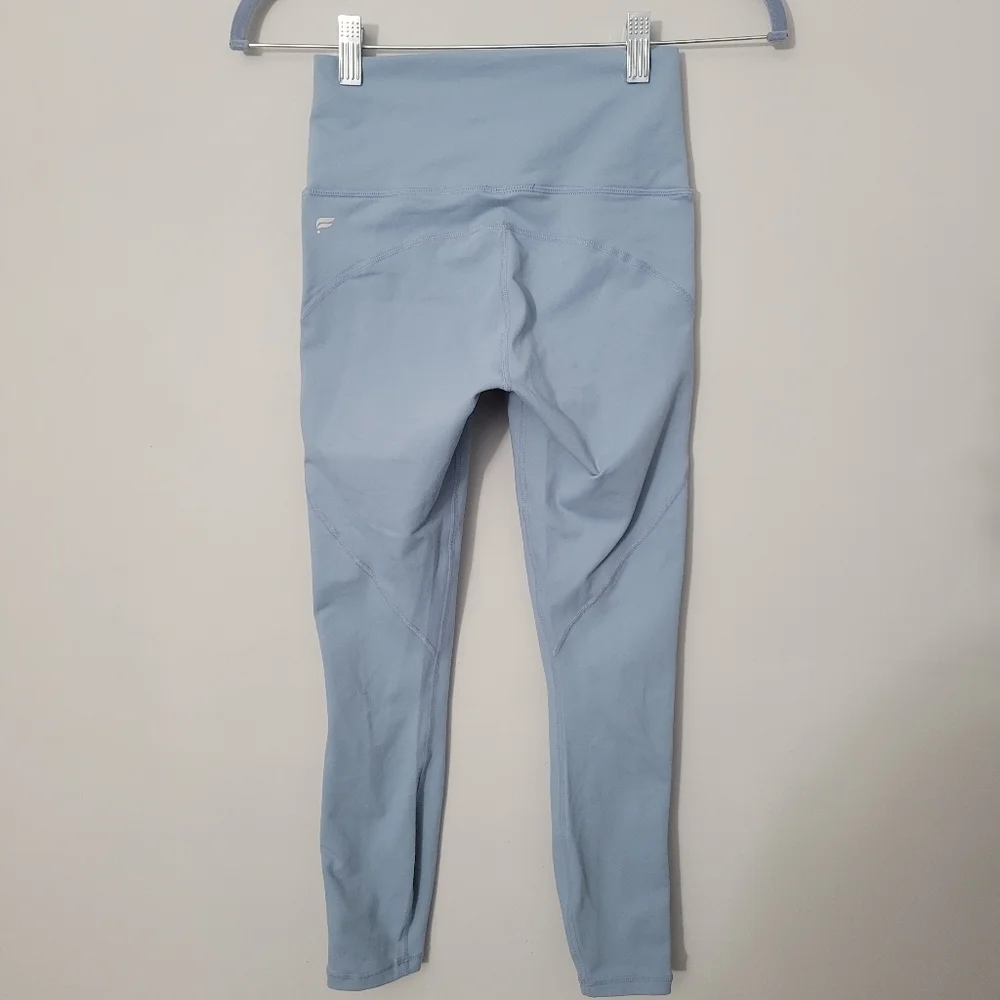 Fabletics Powerhold Baby Blue Logo Stripe Athletic Leggings